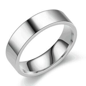 3/$35 Men's 6mm Silver Band Ring Stainless Steel Wide Fashion Wedding Jewelry